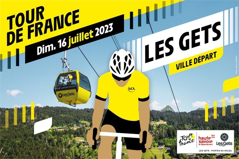 affiche tour de France aux Gets image couleur jaune et noir