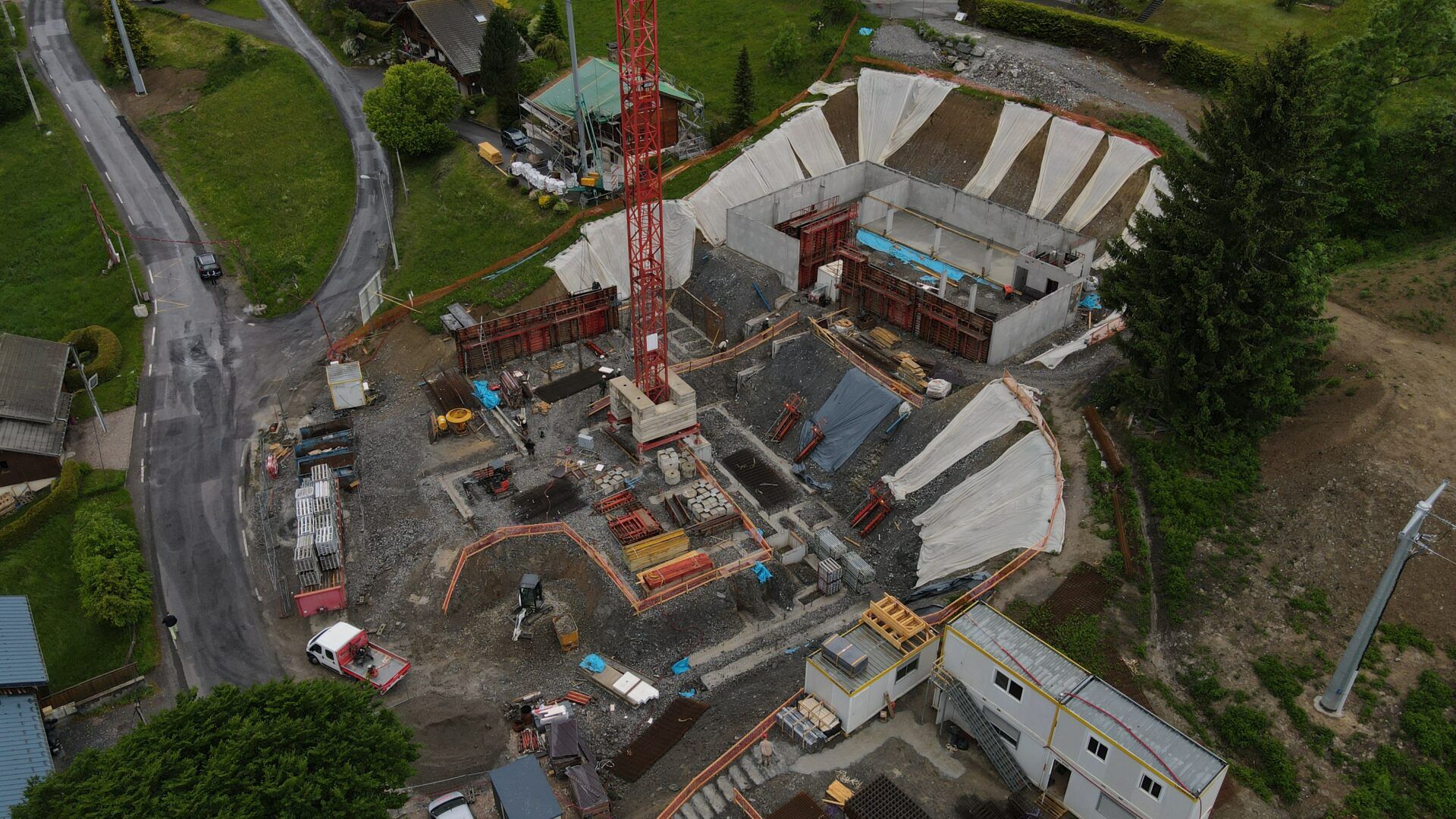 Vue de haut, chantier hameau des cornuts