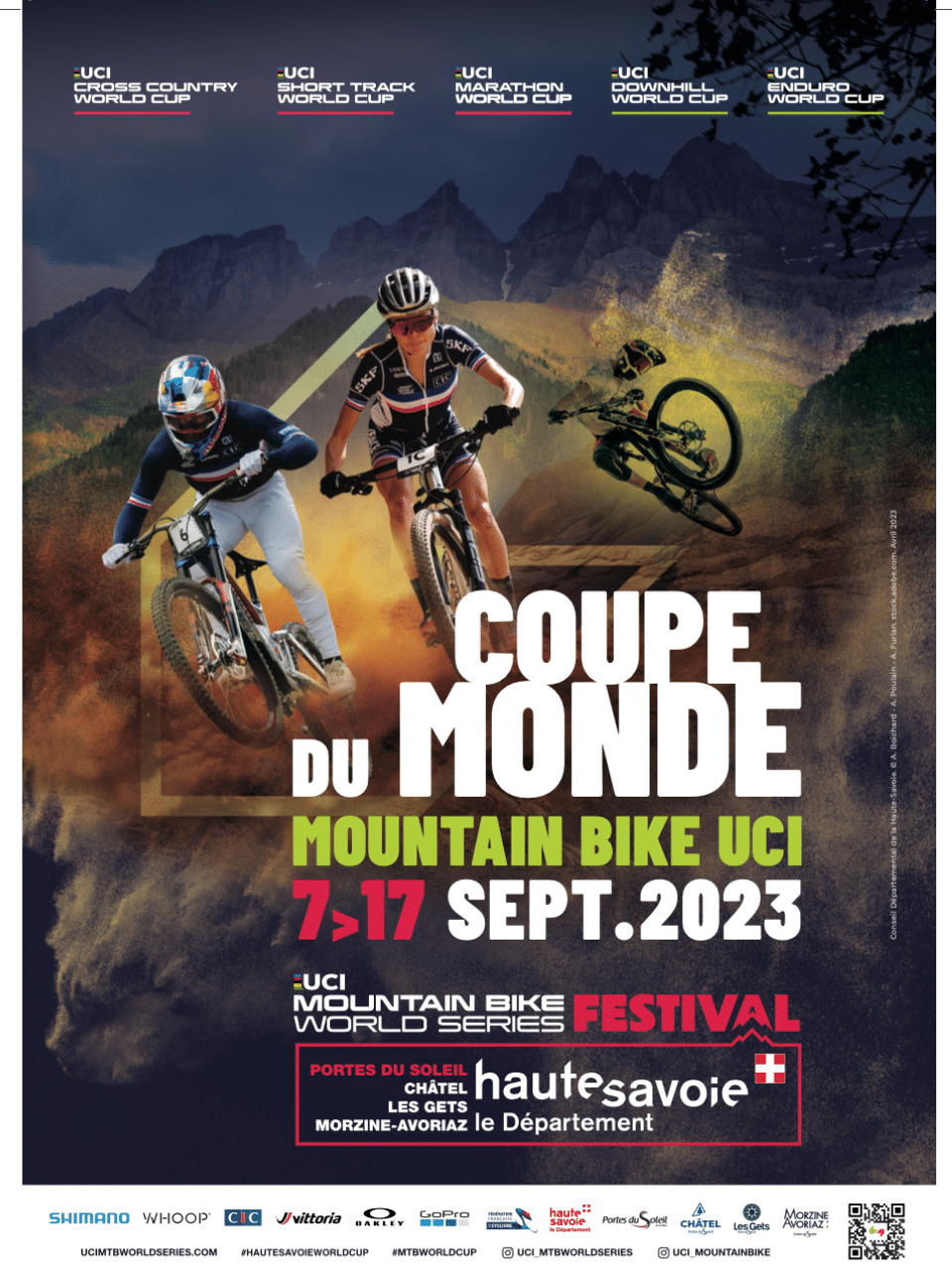 affiche officielle coupe du monde mountain bike 2023 aux Gets