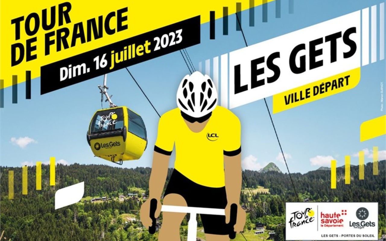 affiche tour de France aux Gets image couleur jaune et noir